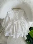 Miniğimin Cicileri Brode Fiyonklu Kız Çocuk Elbise - Beyaz