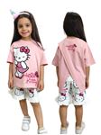 Miniğimin Cicileri Hello Kitty Çapraz Detaylı Kız Penye Takım - Pembe