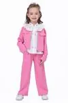 Miniğimin Cicileri Şeffaf Çantalı Lale Desen Ceketli Takım 4 lü - Pembe