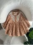 Miniğimin Cicileri Bebek Yaka Güpür Müslin Elbise - Elma Çürüğü