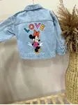 Miniğimin Cicileri mnn Karakterli Love Yazılı Kot Ceket - Açık Mavi