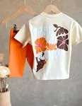 Miniğimin Cicileri Flowers Oranj Taytlı Kız Takım - Turuncu