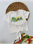 Miniğimin Cicileri Aloha Baskılı Krep Şortlu Takım- Çok Renkli