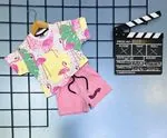 Miniğimin Cicileri Flamingo Baskılı Şortlu Kız Çocuk Takım - Pembe