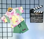 Miniğimin Cicileri Flamingo Baskılı Şortlu Kız Çocuk Takım - Yeşil