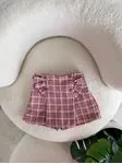 Miniğimin Cicileri Ekose Şort Etekli Kalpli Kız 2 li Takım - Koyu Pembe