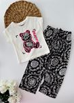 Miniğimin Cicileri Enjoy Bear Desenli Kız Çocuk 2 Li Takım - Siyah