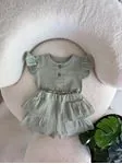 Miniğimin Cicileri Bebek Pamuklu Fırfırlı Şortlu Kız Çocuk Takım - Yeşil
