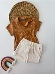 Miniğimin Cicileri Havai Summer Desen Gömlek Şort Erkek Takım - Kahverengi