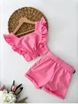 Miniğimin Cicileri Kemerli Şortlu Kız Çocuk 2 Li Takım - Pembe