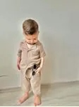 Miniğimin Cicileri Müslin Ceket Yaka Pamuklu Şortlu Erkek Çocuk Takım - Vizon