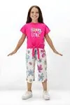 Miniğimin Cicileri Happy Girl Bermuda Papatya Desenli Kız Takım - Fuşya