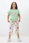 Miniğimin Cicileri Happy Girl Bermuda Papatya Desenli Kız Takım - Yeşil