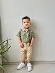 Miniğimin Cicileri Erkek Çocuk Papyonlu Salopetli Takım - Haki