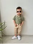 Miniğimin Cicileri Erkek Çocuk Papyonlu Salopetli Takım - Haki
