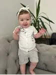 Miniğimin Cicileri Yeşil Kız Bebek Dal Nakışlı Müslin Kumaş Şortlu Takım - Gri