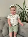 Miniğimin Cicileri Yeşil Kız Bebek Dal Nakışlı Müslin Kumaş Şortlu Takım - Yeşil