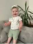 Miniğimin Cicileri Yeşil Kız Bebek Dal Nakışlı Müslin Kumaş Şortlu Takım - Yeşil