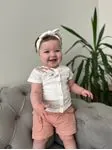 Miniğimin Cicileri Yeşil Kız Bebek Dal Nakışlı Müslin Kumaş Şortlu Takım - Gül Kurusu