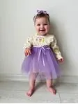 Miniğimin Cicileri Fistolu Enjoy Day Tüllü Bebek Elbise - Lila