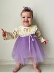 Miniğimin Cicileri Fistolu Enjoy Day Tüllü Bebek Elbise - Lila