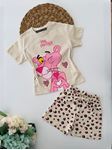 Miniğimin Cicileri Pink Panter Şortlu Kız Çocuk Penye Takım - Pembe