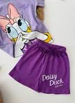 Miniğimin Cicileri Daisy Duck Baskılı Şortlu Kız Çocuk Takım - Mor