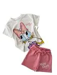 Miniğimin Cicileri Daisy Duck Baskılı Şortlu Kız Çocuk Takım - Gül Kurusu