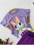 Miniğimin Cicileri Daisy Duck Baskılı Şortlu Kız Çocuk Takım - Mor