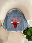 Miniğimin Cicileri Karakterli Cepli Chicago Bulls Erkek  Çocuk Kot Ceket - AçıkMavi-Kırmızı
