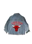 Miniğimin Cicileri Karakterli Cepli Chicago Bulls Erkek  Çocuk Kot Ceket - AçıkMavi-Kırmızı