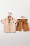 Miniğimin Cicileri Cute Baby Müslüm Şortlu Erkek Bebek Takım - Kahve