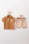 Miniğimin Cicileri Cute Baby Müslüm Şortlu Erkek Bebek Takım - Bej