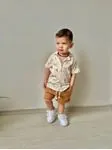 Miniğimin Cicileri Havai Summer Desen Gömlek Şort Erkek Takım - Krem