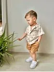 Miniğimin Cicileri Havai Summer Desen Gömlek Şort Erkek Takım - Krem