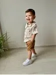 Miniğimin Cicileri Havai Summer Desen Gömlek Şort Erkek Takım - Krem