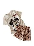 Minigimin Cicileri Minnie Leopar Desenli Şortlu Kız Çocuk Takım - Leopar