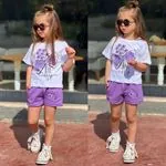 Miniğimin Cicileri For You Çiçek Desenli Şortlu Kız Çocuk Takım - Lila