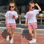 Miniğimin Cicileri For You Çiçek Desenli Şortlu Kız Çocuk Takım - Pudra