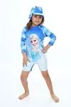 Miniğimin Cicileri Els Desenli Kız Çocuk Şapkalı Mayo - Mavi