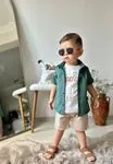 Miniğimin Cicileri Pamuk Gömlekli T-Shirt lü 3 lü Erkek Çocuk Takım - Yeşil
