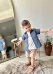 Miniğimin Cicileri Pamuk Gömlekli T-Shirt lü 3 lü Erkek Çocuk Takım - Mavi