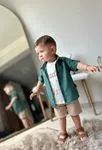Miniğimin Cicileri Pamuk Gömlekli T-Shirt lü 3 lü Erkek Çocuk Takım - Yeşil
