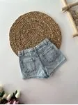Miniğimin Cicileri Minik Çiçek İşlemeli Kız Çocuk Kot Şort - Açık Mavi
