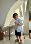 Miniğimin Cicileri Çizgili Gömlekli Yazlık Erkek Çocuk 3 lü Takım - Mavi