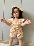 Miniğimin Cicileri Desenli Kız Bebek Penye Tulum - Turuncu
