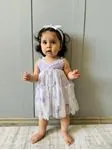 Miniğimin Cicileri Baby Tüllü Çiçek Detaylı Bandana ve Elbise - Lila