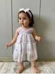 Miniğimin Cicileri Baby Tüllü Çiçek Detaylı Bandana ve Elbise - Lila