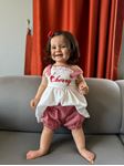 Miniğimin Cicileri Baby Cherry Pötikare Şortlu Lastikli Kız Takım - Kırmızı-Beyaz
