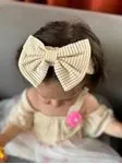 Miniğimin Cicileri Papatya Desenli Fileli Baskılı Elbise ve Bandana- Bej